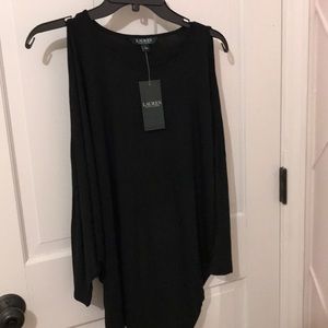 Open shoulder 3/4 sleeve knit top